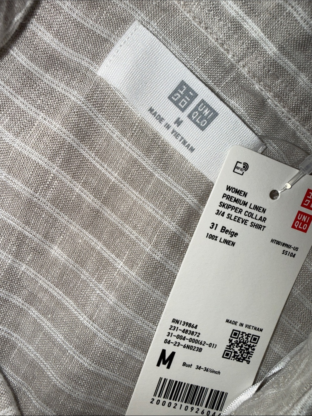Uniqlo Beige Striped Casual Button-Down Shirt - Picture 8 of 8